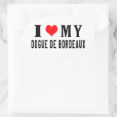 Ik hou van mijn Dogue de Bordeaux Ovale Sticker (Tas)