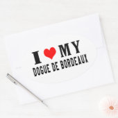 Ik hou van mijn Dogue de Bordeaux Ovale Sticker (Envelop)