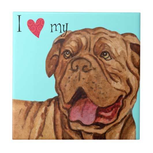 Ik hou van mijn Dogue de Bordeaux Tegeltje (Voorkant)