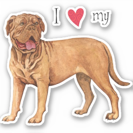 Ik hou van mijn Dogue de Bordeaux Vinyl Sticker (Voorkant)