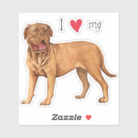 Ik hou van mijn Dogue de Bordeaux Vinyl Sticker (Vel)