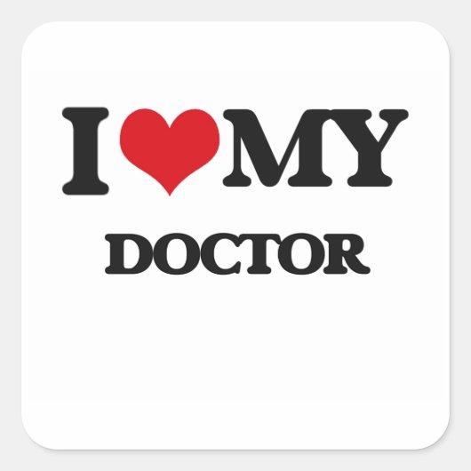Ik hou van mijn dokter vierkante sticker (Voorkant)