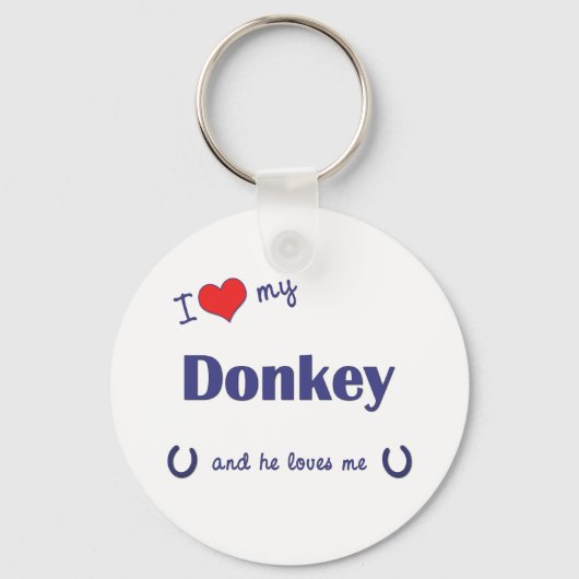 Ik hou van mijn Donkey (mannelijke Donkey) Sleutelhanger (Voorkant)