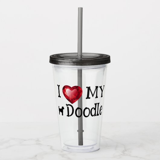 Ik hou van mijn doodle Acryl Tumbler 16 oz Acryl Drinkbeker (Voorkant)