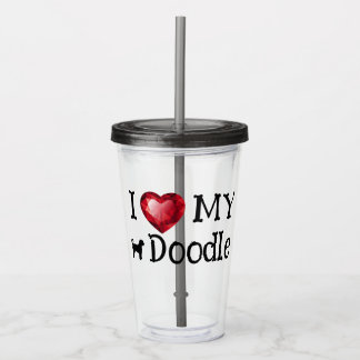 Ik hou van mijn doodle Acryl Tumbler 16 oz Drinkbeker