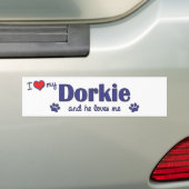 Ik hou van mijn Dorkie (Mannelijke hond) Bumpersticker (Op auto)