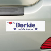 Ik hou van mijn Dorkie (Vrouw Dog) Bumpersticker (Op auto)