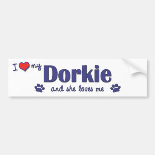 Ik hou van mijn Dorkie (Vrouw Dog) Bumpersticker