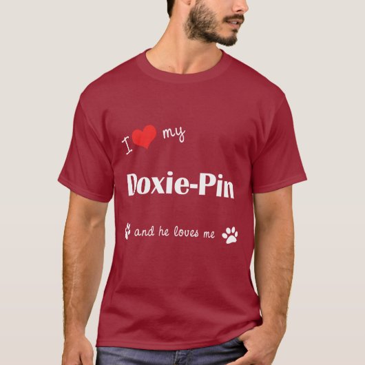 Ik hou van mijn Doxie-Pin (Mannelijke hond) T-shirt (Voorkant)