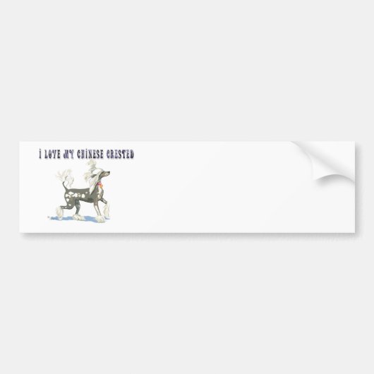 Ik hou van mijn draadloze Chinese Crested Dog Bumpersticker (Voorkant)