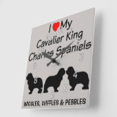 Ik hou van mijn drie Cavalier King Charles Spaniel Vierkante Klok (Hoek)
