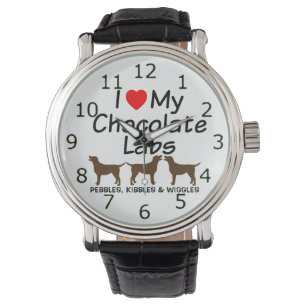 Ik hou van mijn drie chocolade lab honden horloge