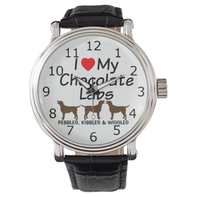 Ik hou van mijn drie chocolade lab honden horloge (Voorkant)