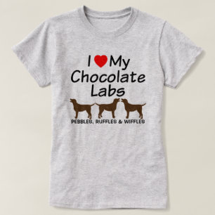 Ik hou van mijn drie chocolade lab honden t-shirt