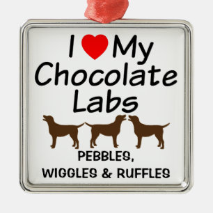 Ik hou van mijn drie Chocolate Lab Dogs Ornament