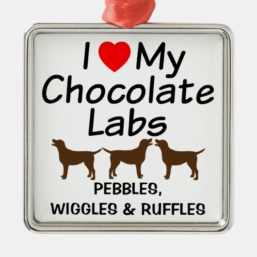 Ik hou van mijn drie Chocolate Lab Dogs Ornament (Voorkant)