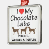 Ik hou van mijn drie Chocolate Lab Dogs Ornament (Links)