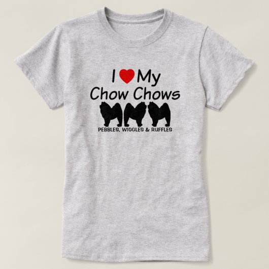 Ik hou van mijn drie Chow Chow honden T-shirt (Design voorkant)