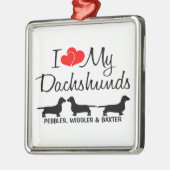 Ik hou van mijn DRIE Dachshund-honden Metalen Ornament (Links)