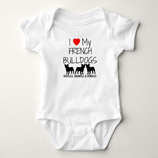 Ik hou van mijn drie Franse Bulldogs Romper (Voorkant)