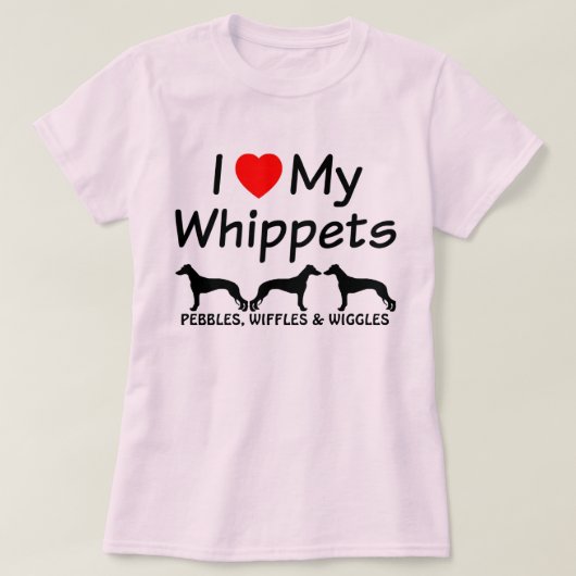 Ik hou van mijn drie honden t-shirt (Design voorkant)