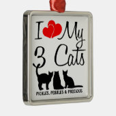 Ik hou van mijn drie katten metalen ornament (Rechts)