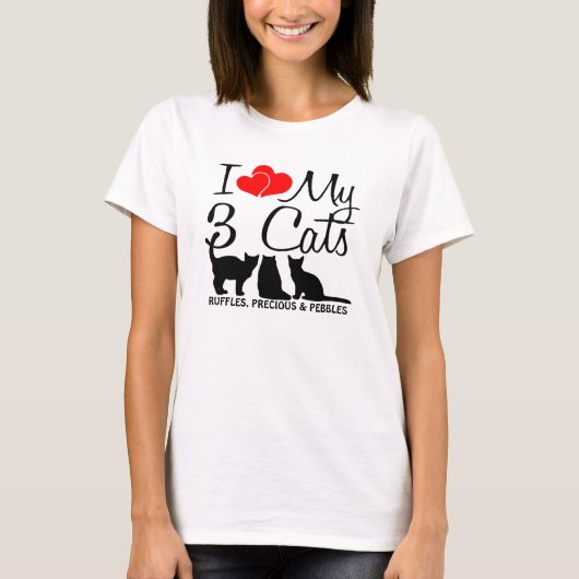 Ik hou van mijn drie katten t-shirt (Voorkant)