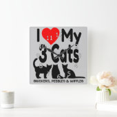 Ik hou van mijn drie katten vierkante klok (Huis)