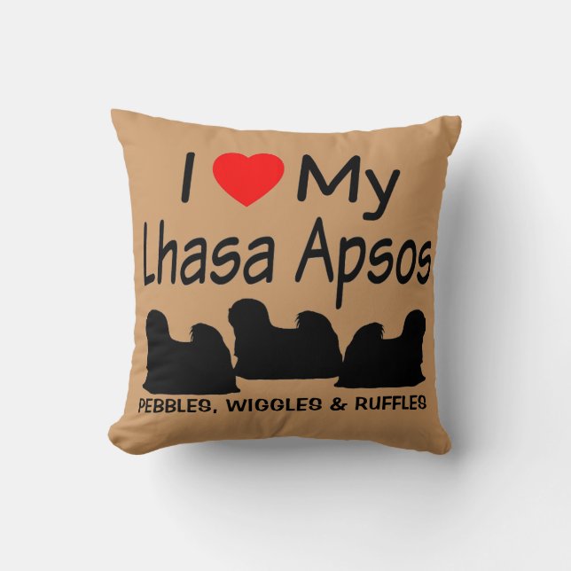 Ik hou van mijn drie Lhasa Apso honden kussen (Voorkant)