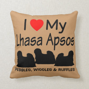 Ik hou van mijn drie Lhasa Apso honden kussen