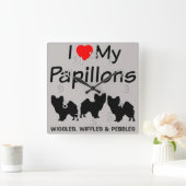 Ik hou van mijn drie papillon-dogsklok vierkante klok (Huis)