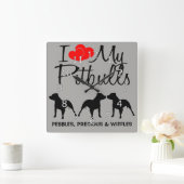 Ik hou van mijn DRIE Pitbulls Vierkante Klok (Huis)