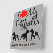 Ik hou van mijn DRIE Pitbulls Vierkante Klok (Hoek)