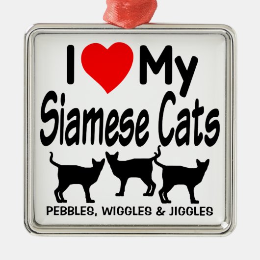 Ik hou van mijn drie Siamese katten Metalen Ornament (Voorkant)