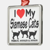 Ik hou van mijn drie Siamese katten Metalen Ornament (Links)