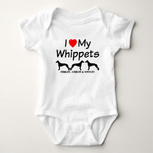 Ik hou van mijn drie Whippet Dogs Baby Bodysuit