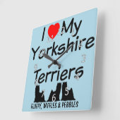 Ik hou van mijn DRIE Yorkshire Terrier Dogs Vierkante Klok (Hoek)