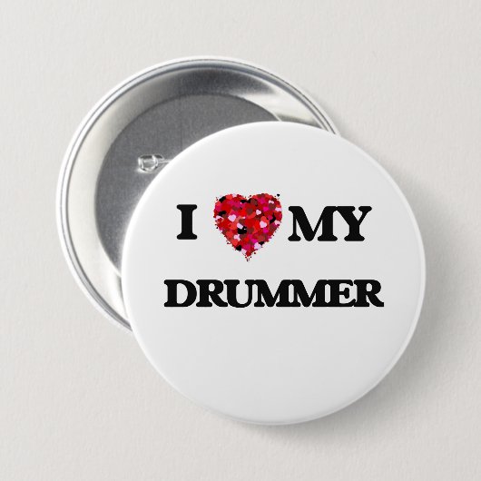 Ik hou van mijn Drummer Ronde Button 7,6 Cm (Voorkant /achterkant)