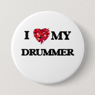 Ik hou van mijn Drummer Ronde Button 7,6 Cm