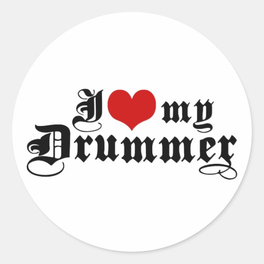 Ik hou van mijn drummer ronde sticker (Voorkant)