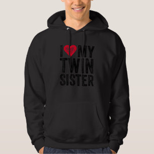 Ik hou van mijn dubbele zuster Red Heart Funny Dis Hoodie