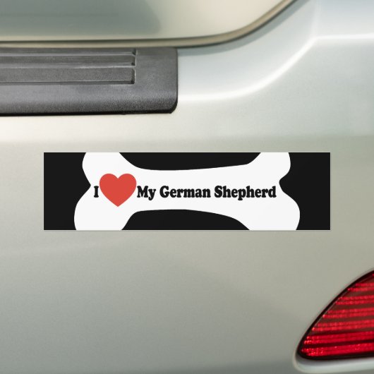 Ik hou van mijn Duitse herder - Dog Bone Bumpersticker (Op auto)