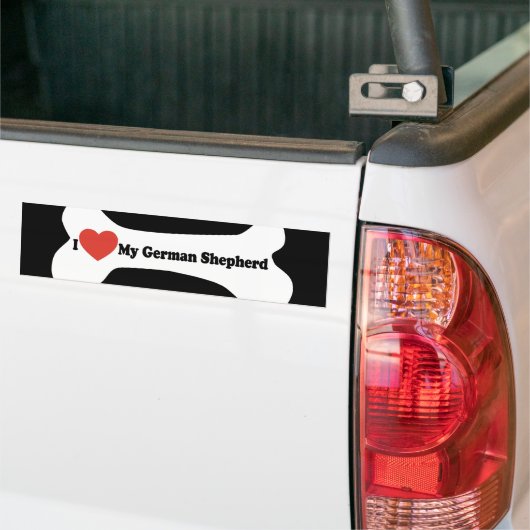 Ik hou van mijn Duitse herder - Dog Bone Bumpersticker (Op Truck)