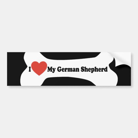 Ik hou van mijn Duitse herder - Dog Bone Bumpersticker (Voorkant)