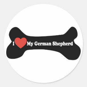 Ik hou van mijn Duitse herder - Dog Bone Ronde Sticker