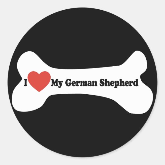 Ik hou van mijn Duitse herder - Dog Bone Ronde Sticker (Voorkant)