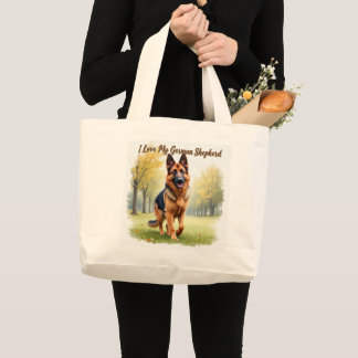 Ik hou van mijn Duitse herder Jumbo boodschappenta Grote Tote Bag