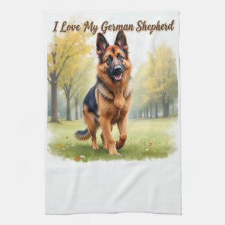 Ik hou van mijn Duitse herder keukendoek Theedoek