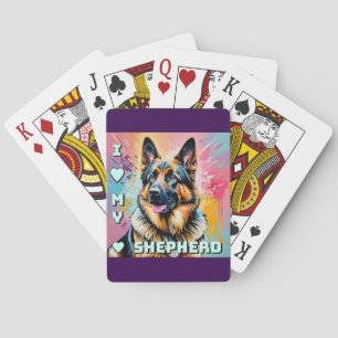 Ik hou van mijn Duitse herder Pokerkaarten