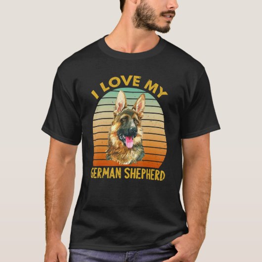 Ik hou van mijn Duitse herder retro 1 T-shirt (Voorkant)